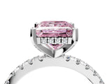 White gold Fancy Pink Princess Cut Diamond Solitaire Ring with Pavé Band and Four-Prong Setting_32