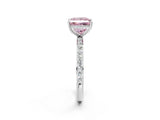 White gold Fancy Pink Princess Cut Diamond Solitaire Ring with Pavé Band and Hidden Halo_34