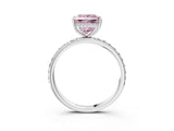 White gold Fancy Pink Princess Cut Diamond Solitaire Ring with Pavé Band and Hidden Halo_35