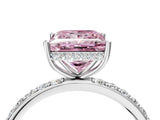 White gold Fancy Pink Princess Cut Diamond Solitaire Ring with Pavé Band and Hidden Halo_36