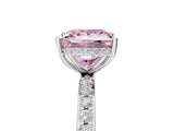 White gold Fancy Pink Princess Cut Diamond Solitaire Ring with Pavé Band and Hidden Halo_37