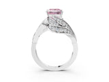 White gold Fancy Pink Princess Cut Diamond Solitaire Ring with Prong Setting and Twisted Pavé Band_27