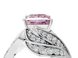 White gold Fancy Pink Princess Cut Diamond Solitaire Ring with Prong Setting and Twisted Pavé Band_28