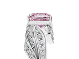 White gold Fancy Pink Princess Cut Diamond Solitaire Ring with Prong Setting and Twisted Pavé Band_29
