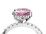 White gold Fancy Pink Princess Cut Diamond Solitaire Ring with Round  Pavé Band and Four-Prong Setting_64