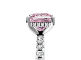 White gold Fancy Pink Princess Cut Diamond Solitaire Ring with Round  Pavé Band and Four-Prong Setting_65