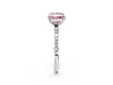 White gold Fancy Pink Princess Cut Diamond Solitaire Ring with Round  Pavé Band and Prong Setting_67