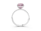 White gold Fancy Pink Princess Cut Diamond Solitaire Ring with Round  Pavé Band and Prong Setting_67