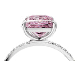 White gold Fancy Pink Princess Cut Diamond Solitaire Ring with Round  Pavé Band and Prong Setting_68