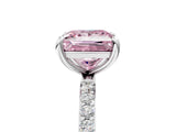 White gold Fancy Pink Princess Cut Diamond Solitaire Ring with Round  Pavé Band and Prong Setting_69