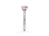 White gold Fancy Pink Princess Cut Diamond Solitaire Ring with Shared Prong Pavé Band and Four-Prong Setting_36