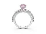 White gold Fancy Pink Princess Cut Diamond Solitaire Ring with Shared Prong Pavé Band and Four-Prong Setting_37