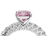 White gold Fancy Pink Princess Cut Diamond Solitaire Ring with Shared Prong Pavé Band and Four-Prong Setting_38