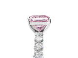 White gold Fancy Pink Princess Cut Diamond Solitaire Ring with Shared Prong Pavé Band and Four-Prong Setting_44