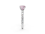 White gold Fancy Pink Princess Cut Diamond Solitaire Ring with Shared Prong Pavé Band and Four-Prong Setting_48