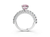 White gold Fancy Pink Princess Cut Diamond Solitaire Ring with Shared Prong Pavé Band and Four-Prong Setting_49