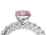 White gold Fancy Pink Princess Cut Diamond Solitaire Ring with Shared Prong Pavé Band and Four-Prong Setting_50