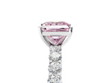 White gold Fancy Pink Princess Cut Diamond Solitaire Ring with Shared Prong Pavé Band and Four-Prong Setting_51