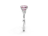 White gold Fancy Pink Princess Cut Diamond Solitaire Ring with Side Stones and Four-Prong Setting_43