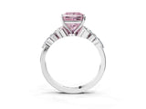 White gold Fancy Pink Princess Cut Diamond Solitaire Ring with Side Stones and Four-Prong Setting_44