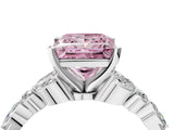 White gold Fancy Pink Princess Cut Diamond Solitaire Ring with Side Stones and Four-Prong Setting_45