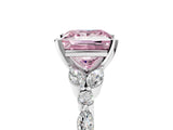 White gold Fancy Pink Princess Cut Diamond Solitaire Ring with Side Stones and Four-Prong Setting_46