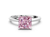 White gold Fancy Pink Princess Cut Diamond Solitaire Ring with Six-Prong Setting and Classic Band_35