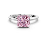 White gold Fancy Pink Princess Cut Diamond Solitaire Ring with Six-Prong Setting and Classic Band_41