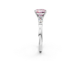 White gold Fancy Pink Princess  Cut Diamond Solitaire Ring with Tapered Baguette Accents and Four-Prong Setting_2