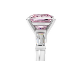 White gold Fancy Pink Princess  Cut Diamond Solitaire Ring with Tapered Baguette Accents and Four-Prong Setting_5