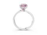 White gold Fancy Pink Princess Cut Diamond Solitaire Ring with Thin Band and Prong Setting_28