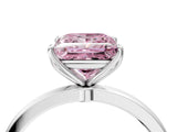 White gold Fancy Pink Princess Cut Diamond Solitaire Ring with Thin Band and Prong Setting_29