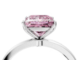 White gold Fancy Pink Princess Cut Diamond Solitaire Ring with Thin Band and Prong Setting_53
