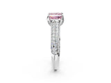 White gold Fancy Pink Princess Cut Diamond Solitaire Ring with Three-Row Pavé Band and Four-Prong Setting_31