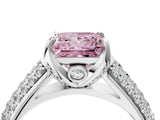 White gold Fancy Pink Princess Cut Diamond Solitaire Ring with Three-Row Pavé Band and Four-Prong Setting_33