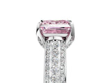 White gold Fancy Pink Princess Cut Diamond Solitaire Ring with Three-Row Pavé Band and Four-Prong Setting_34