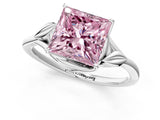 White gold Fancy Pink Princess Cut Diamond Solitaire Ring with Twist Band and Four-Prong Setting_72