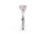 White gold Fancy Pink Princess Cut Diamond Solitaire Twist Band Prong Setting Ring_93