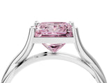 White gold Fancy Pink Princess Cut Diamond Solitaire Twist Band Prong Setting Ring_95