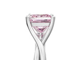 White gold Fancy Pink Princess Cut Diamond Solitaire Twist Band Prong Setting Ring_96