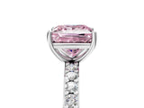White gold Fancy Pink Princess  Cut Diamond Solitaire with Pave Band and Four-Prong Setting 13