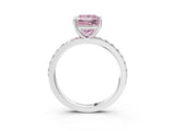 White gold Fancy Pink Princess  Cut Diamond Solitaire with Pave Band and Four-Prong Setting 15