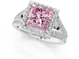 White gold Fancy Pink Princess Cut Diamond Split Shank Halo Ring with Four-Prong Setting_30