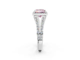 White gold Fancy Pink Princess Cut Diamond Split Shank Halo Ring with Four-Prong Setting_31