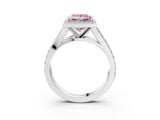 White gold Fancy Pink Princess Cut Diamond Split Shank Halo Ring with Four-Prong Setting_32