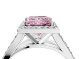 White gold Fancy Pink Princess Cut Diamond Split Shank Halo Ring with Four-Prong Setting_33