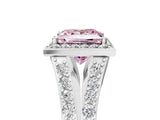 White gold Fancy Pink Princess Cut Diamond Split Shank Halo Ring with Four-Prong Setting_34