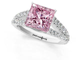White gold Fancy Pink Princess Cut Diamond Split Shank Pavé Engagement Ring with Four-Prong Setting_30