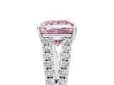 White gold Fancy Pink Princess Cut Diamond Split Shank Pavé Engagement Ring with Four-Prong Setting_35