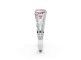 White gold Fancy Pink Princess Cut Diamond Split Shank Ring with Pavé Band and Four-Prong Setting_19